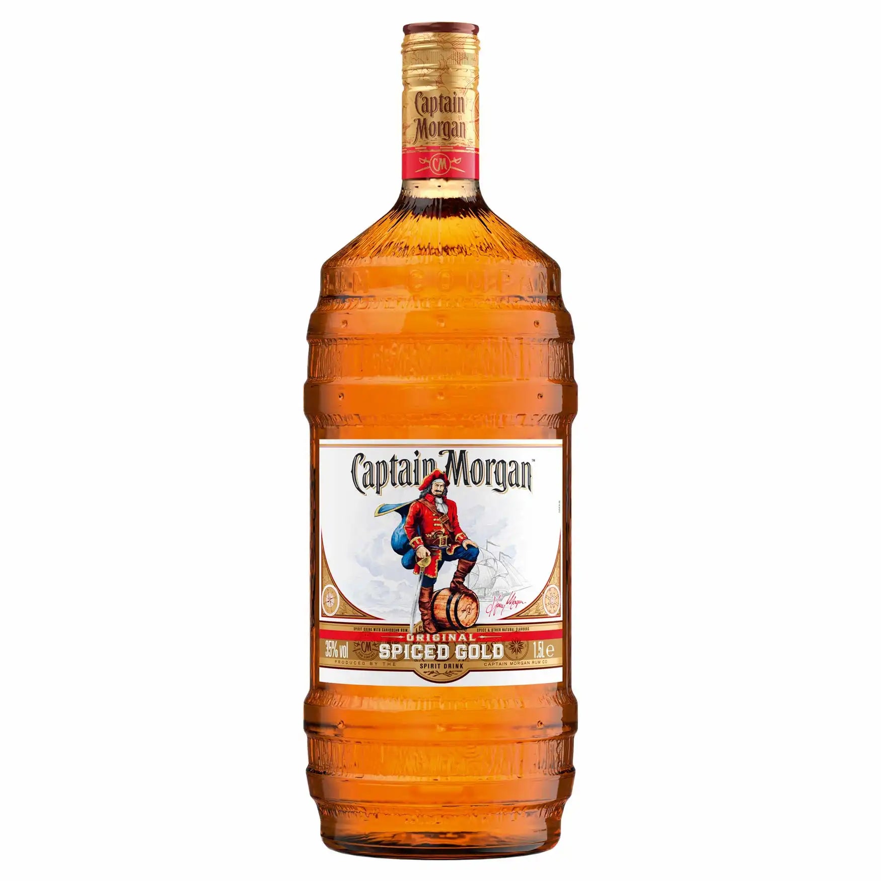 Morgan Spiced Gold Barrel Bottle 35% 1,5l – Jack`s Juomavarasto